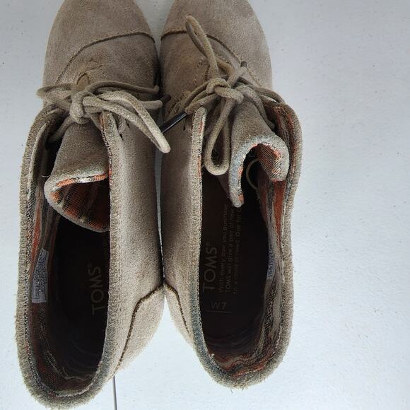 Toms Kala Wedge Suede Desert Taupe Booties Size 7 - Picture 4 of 6